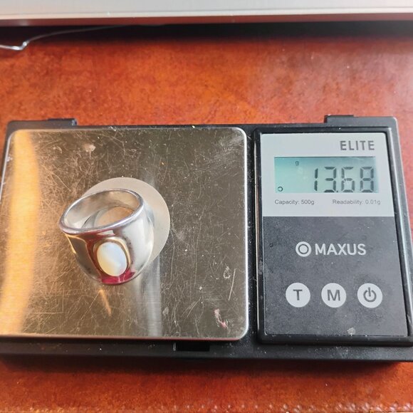 RLM Studio Robert Lee Morris Sterling Silver Brass Mother of Pearl Ring Size 10 - Picture 11 of 11